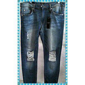 𝅺just Black Jeans 26 Distressed Destroyed Raw Cuff